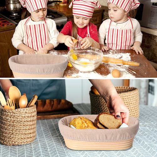 Gejoy 12 Set Oval Bread Proofing Baskets Banneton with Liner,10 Inch - size: 10 Inch
