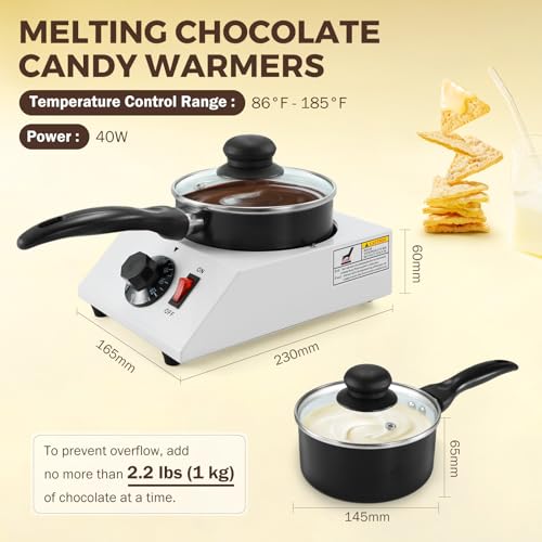 Electric Chocolate Melting Pot Capacity 1KG Adjustable Easy To Clean - size: Single Melter