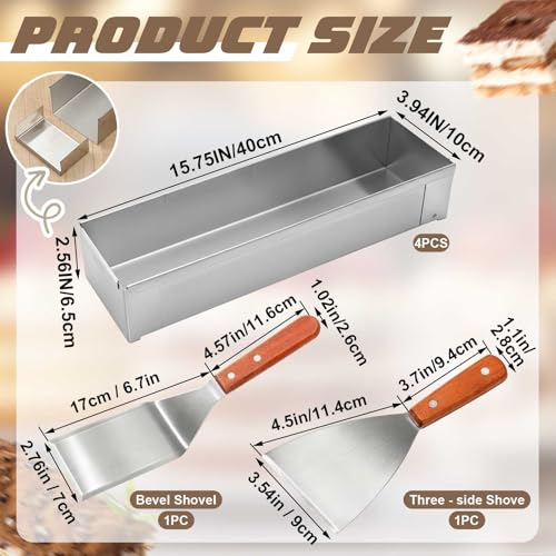 Blushtier 4 Pcs Nonstick Rectangle Tiramisu Cake Pan with Acrylic Lid and 2 Metal Spatula Removable Frame 304 Stainless Steel Cake Baking Molds for Tiramisu Cheesecake Mousse (15.75x3.94x2.56 Inch) - size: 15.75 x 3.94 x 2.56 Inch