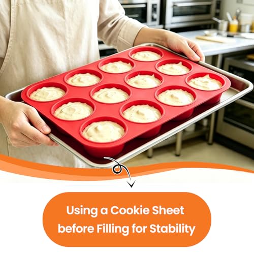 Silicone Muffin Pan, Mini Muffin Pan, Regular 12 Cups and Mini 24 Cups Cupcake Tin Set of 2 for Baking Egg Bites - size: 24-Cup Mini & 12-Cup Regular