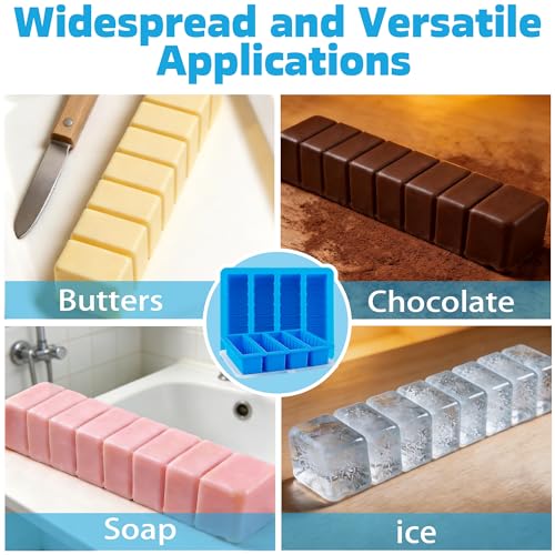 Sidosir 2 Pcs Butter Silicone Mold with Lid, Non-Stick Butter Mold Tray with Measurements for Chocolate and Homemade cakes, Ice, Butter Mold for Homemade Butter - size: Standard with Scale Markings