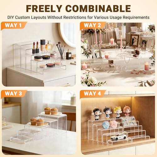 FUNFERY Acrylic Display Risers, 2 Set(7.8"L~8.2"L~8.6"L~9"L~9.3"L)Shelf - color: Clear, size: 10 Pcs