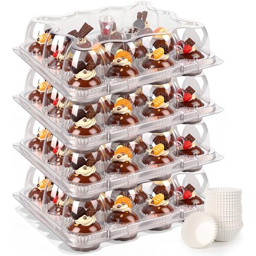 20 Pack 12 - Count Mini Cupcake Containers with 240 Liners