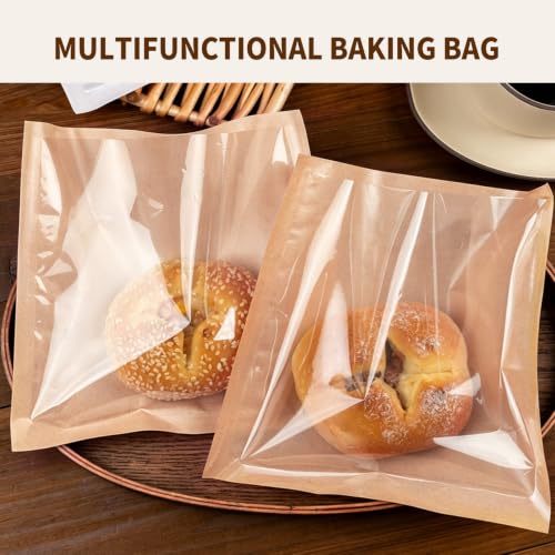 Cookie Bags with Seal, 100 Pack 7.1x7.5 Inch Bakery Bags with Window - size: 7.1 X 7.5in