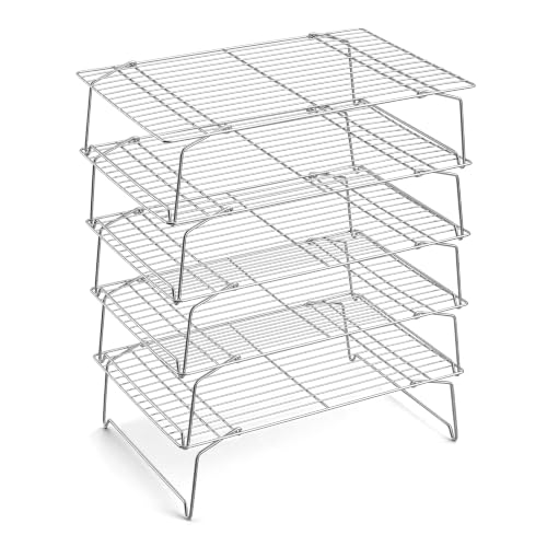 LIANYU Large Cooling Rack, 5-Tier Cookie Cooling Racks for Baking, 16"x11" - size: 16.5" x 11.4"