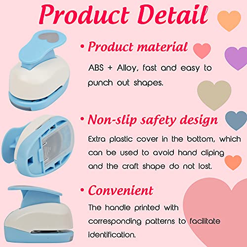 ECOHU Heart Punches for Paper Crafts, 1-Inch Across, Small Hole Heart Punch Cutter, Lever Punch, Shape for Card Making, Scrapbooking, DIY Arts.