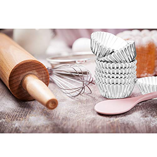 Sumind 400 Pcs Mini Foil Cupcake Liners Holiday Baking Cups,Silver - color: Silver