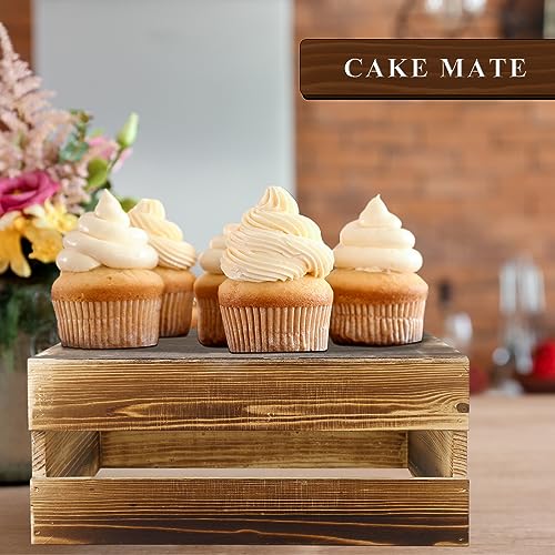 Sieral 4 Pcs Wood Cupcake Stand Dessert Display Risers,Rustic Dark Brown - color: Rustic Dark Brown