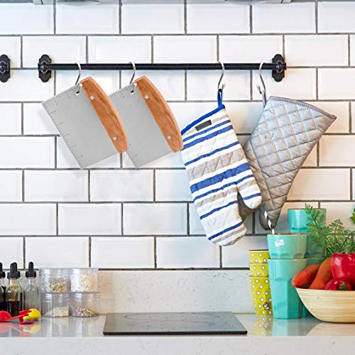 HaSteeL Bench Dough Scrapers, Stainless Steel Griddle Scraper Pastry Cutter - color: Wooden Handle