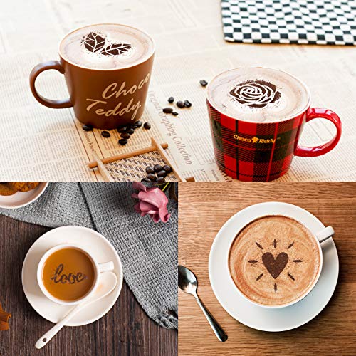 Konsait Coffee Stencil, 15 Pieces Latte Art Stencils for Coffee Decorations, Oatmeal Cupcake Cake Cappuccino Mousse Hot Chocolate Valentines Day