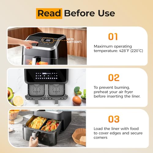 125Pcs Air Fryer Liners Disposable for Dual Basket 8x5.5 Inch Rectangle - size: 8*5.5"Rectangle