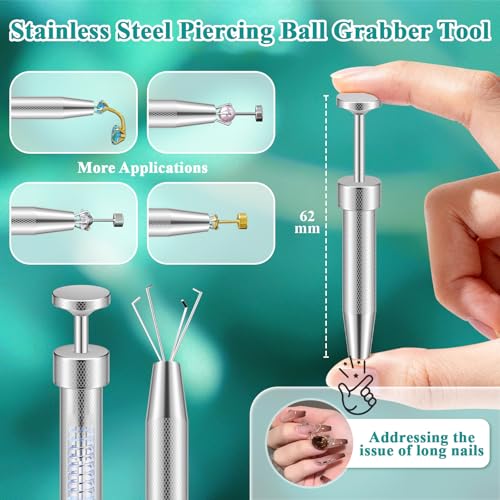 Piercing Ball Grabber Tool, Jewelry Changing & Insertion Kit 16G-20G - color: Silver