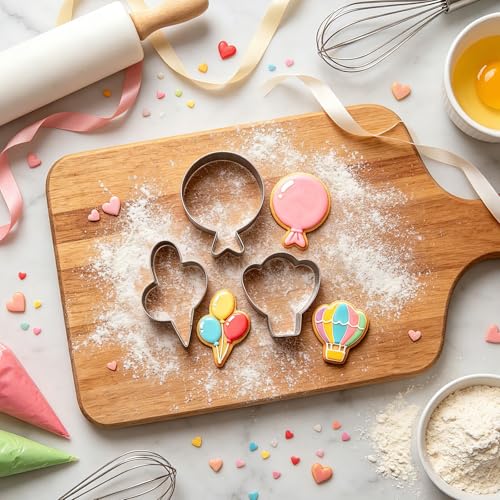 hitsuki Balloon Cookie Cutter Set Metal Balloon Shapes Cookie Molds，3Pcs
