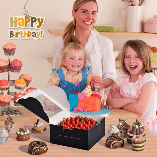 32Pcs 10 Inch Cake Boxes with Cake Boards (16Boxes & 16Boards) Black - color: Black