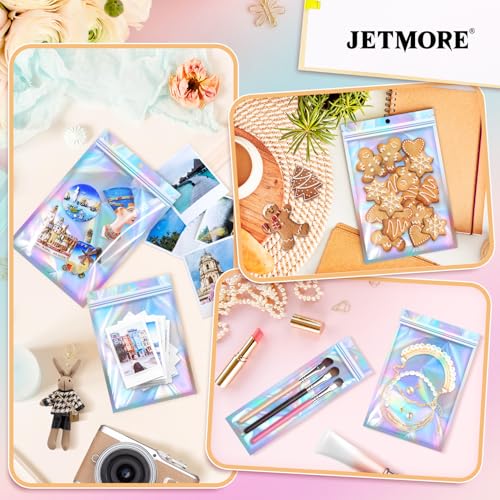 JETMORE Holographic Bags, 50 PCS Mylar Bags, 3x4in Resealable Treat Bags - color: Holographic, size: 3x4 inch