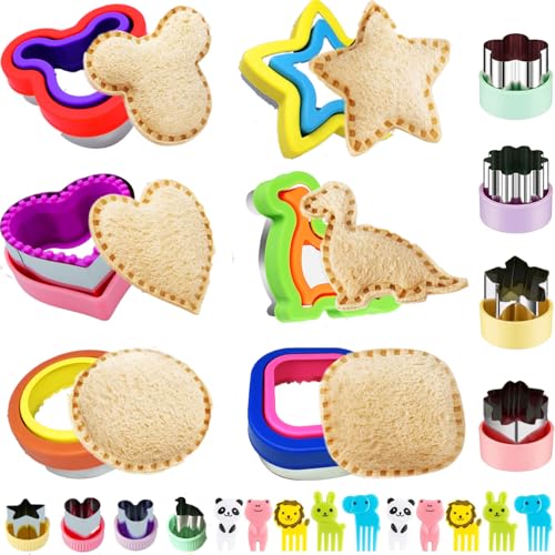 Uncrustable Sandwich Cutter, Crustless Sandwich Cutter and Sealer Set - color: 6Shapes