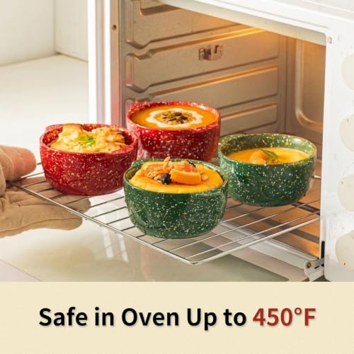 10 oz Ceramic Mini Cocotte Set of 4 for Oven (Xmas Duo) - color: Xmas Duo