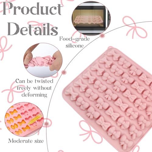 2PCS Bow Chocolate Silicone Molds, Mini Bowknot Mould Butterfly Tie Silicone Molds for Candy, Candy, Gummy, Sugar, Biscuit, Cookie, Cake Decorating, Cupcake Topper