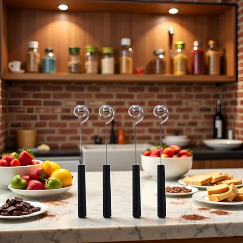 4 Pcs Black Candy Dipping Tools Set Chocolate Dipping Fork Baking Supplies Stainless Steel Fondue Diy Decorating Tools Kitchen Gadget，Fondue Forks Specialty Forks