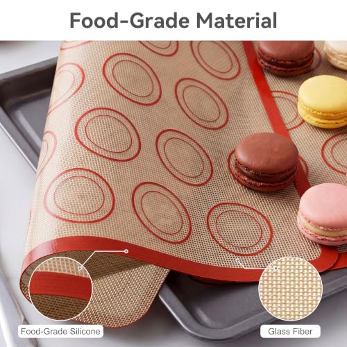 USLAI Macaron Silicone Baking Mats, 16.5 x 11.6 Inch, 2 Pack - size: 16.5"L x 11.6"W