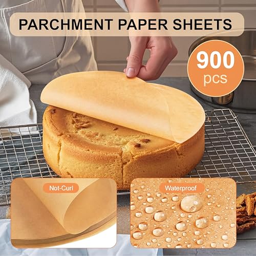 Reallnaive 900 Pcs Parchment Paper Rounds 6, 8, 9 Inch, Brown - color: Brown