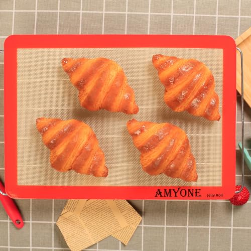 AMYONE Silicone Baking Mats for 10x15" Jelly Roll Pan, Platinum, 2PCS - size: 14.4"L x 9.5"W