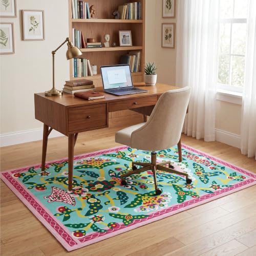 4x6 Pink Peony Area Rug, Soft Low Pile - color: Pink Peony, size: 4' x 6' (Rectangular)
