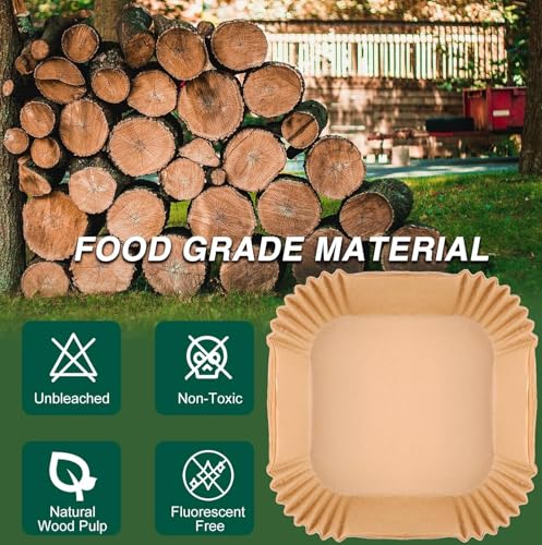 Air Fryer Disposable Paper Liners Square, Non-Stick Parchment, AirFryer Accessories for Baking Microwave Oven Frying Pan, Oil Proof, Water Proof (125PCS, 6.3inch) - size: Square-6.3''(2-5QT)