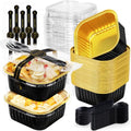 Square Mini Cake Pans with Lids, Aluminum Foil, Black Gold, ZOXILEN - color: Black/Gold