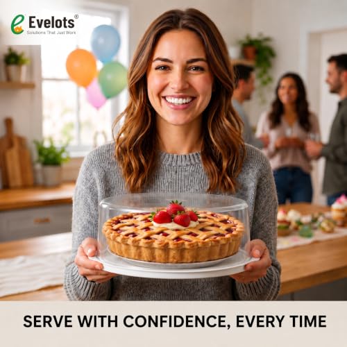 Evelots Pie Container with Lid, 4-Pack, 11-Inch, Clear BPA-Free Carriers - size: 4-Pack, style: Pie Container