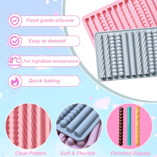2 Pack Finger Biscuit Silicone Molds 16 Cavities Cereal Bars Baking Mould