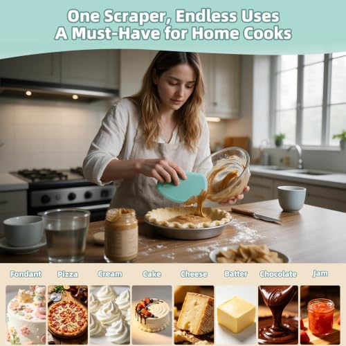 Silicone Dough Scraper with Metal Core Flexible Bowl Scraper Bread Baking - color: Mint Green