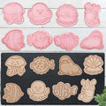 8 Mini Ocean Animal Cookie Cutters Set, 3D Raised Design Animal Embossing Stamps, Sea Lions, Jellyfish, Lobsters, Agouti, Octopus, Clown Fish, Pearl Clams Baking Molds(Ocean-2) - color: Ocean-2