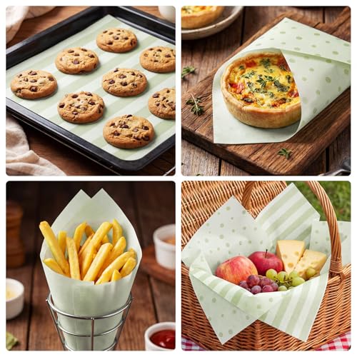 Honeydak 200pcs Sage Green Wax Paper Sheets 7 x 7 Inch Parchment Paper - color: Sage Green, style: Cute