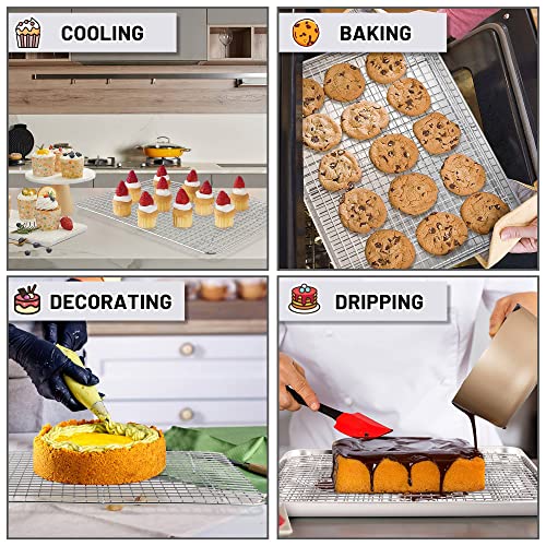 TeamFar Cooling Rack, 15.3”x11.2” Stainless Steel Baking Grid Wire Rack - size: 15.3 x 11.2-Inch