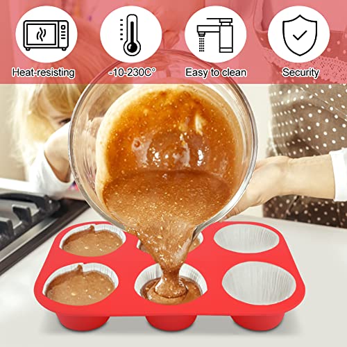 Silicone Muffin Pans,6 Cup Large Silicone Cupcake Pans 2Pack