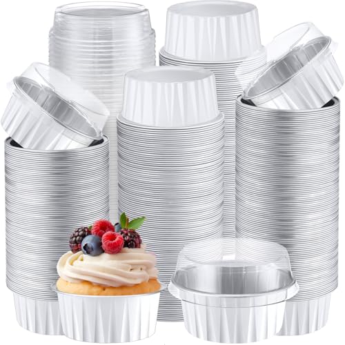 Gejoy 400 Pcs Aluminum Foil Baking Cups with Lids, Classic, White - color: White, size: Classic