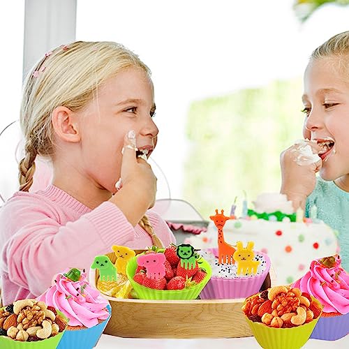60 Pcs Silicone Lunch Box Dividers bento box accessories Silicone Cupcake Liners,Bento Lunch Box Dividers with Food Picks for Lunch Containers