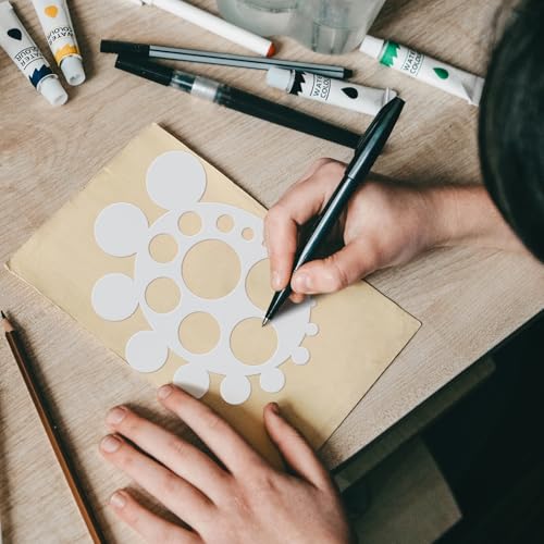 Maitys 2 Pcs Airbrush Circle Stencils, White Art Painting Templates - style: Circle