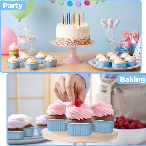 Skylety 100 Pcs 5oz Mini Square Cake Pans with Lids, Sky Blue - color: Sky Blue