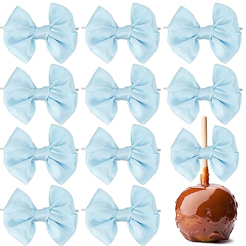 AIMUDI Baby Blue Bows Satin Ribbon Twist Tie Bows for Treat Bags 3.5" Small Bows for Gift Wrapping Premade Bows for Cake Pops Candy Apple Baby Shower Party Decor -24 Counts - color: Baby Blue