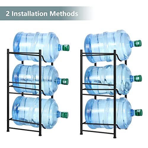 MOOACE 5 Gallon Water Jug Holder, 3 Tier Water Cooler Jug Rack - color: Black, size: 3-Tier