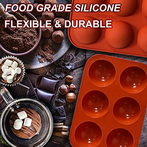 Lerykin 6 Holes Medium Semi Sphere Silicone Molds, 3 Packs Half Sphere Silicone Baking Molds for Making Chocolate, Cake, Jelly, Dome Mousse - color: 6 Medium ( 3 Pack )