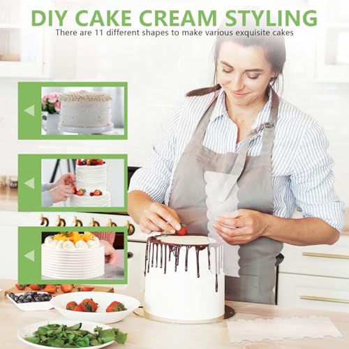 SenseYo 4 Pcs Acrylic Cake Icing Scraper Smoother Comb with Double Sided for DIY Mousse Butter Cream Cake Decoration - size: 4