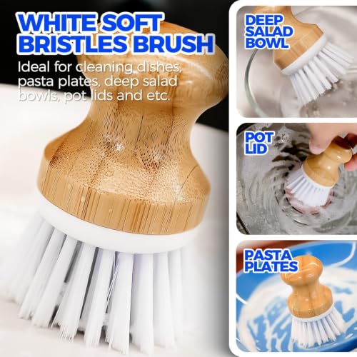 Holikme 6 Pack Dish Brush with Bottle Brush Scrub Brush Straw,Blanco - color: Blanco