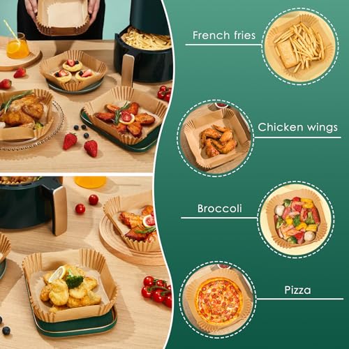 125PCS 4.7 Inch Square Air Fryer Liners Disposable for 1-2 QT - size: 4.7"Square