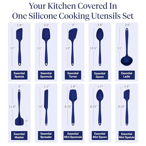 GIR: 10-Piece Silicone Essentials Kitchen Utensils Set – Royal Blue - color: Royal Blue, size: 10 - Piece Set
