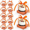 12 PCS Clear Cupcake Boxes 3.5 Inch Cupcake Containers (Orange) - color: Orange