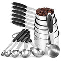 U-Taste Measuring Cups Spoons Set, 18/8 Stainless Steel, 12Pcs, Black - color: Black