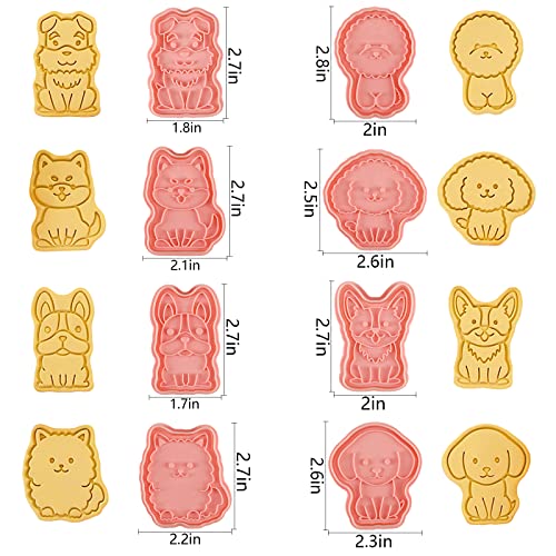 Dog Cookie Cutters Set, 8 Pcs Puppy Cookie Cutter with Plunger Stamps - color: Dog Cookie Cutters With Plunger Stamps